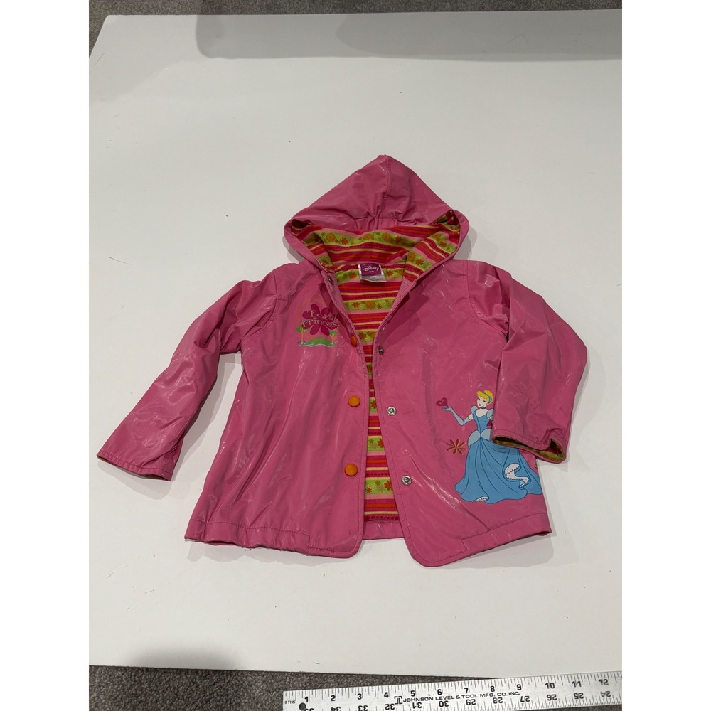 Vintage Disney Kids Pink Princess Hooded Raincoat Belle Cinderella Snow White 2T